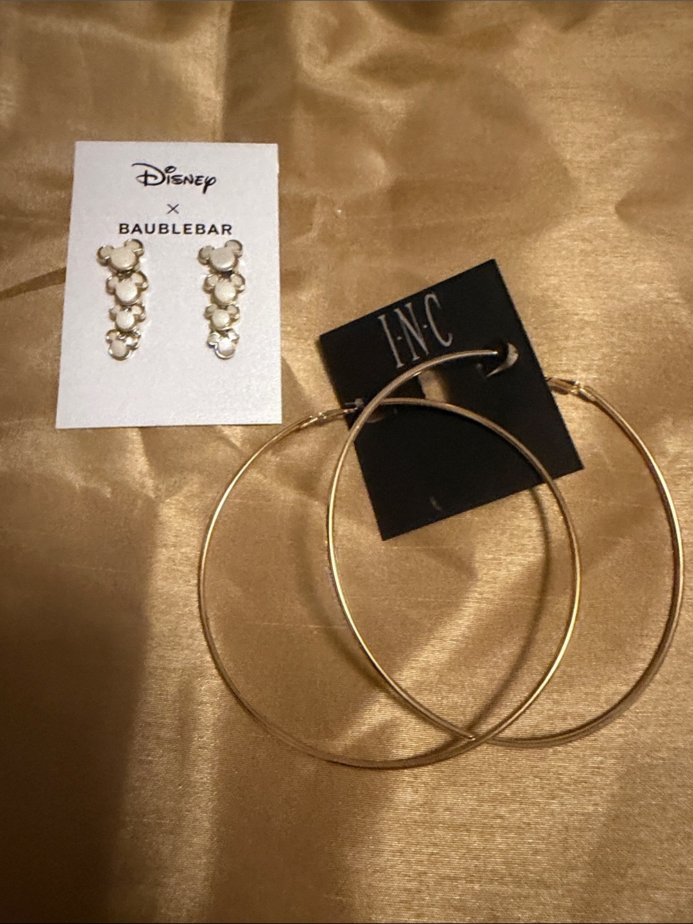 Disney’s Mickey Ear Studs & INC loop earrings